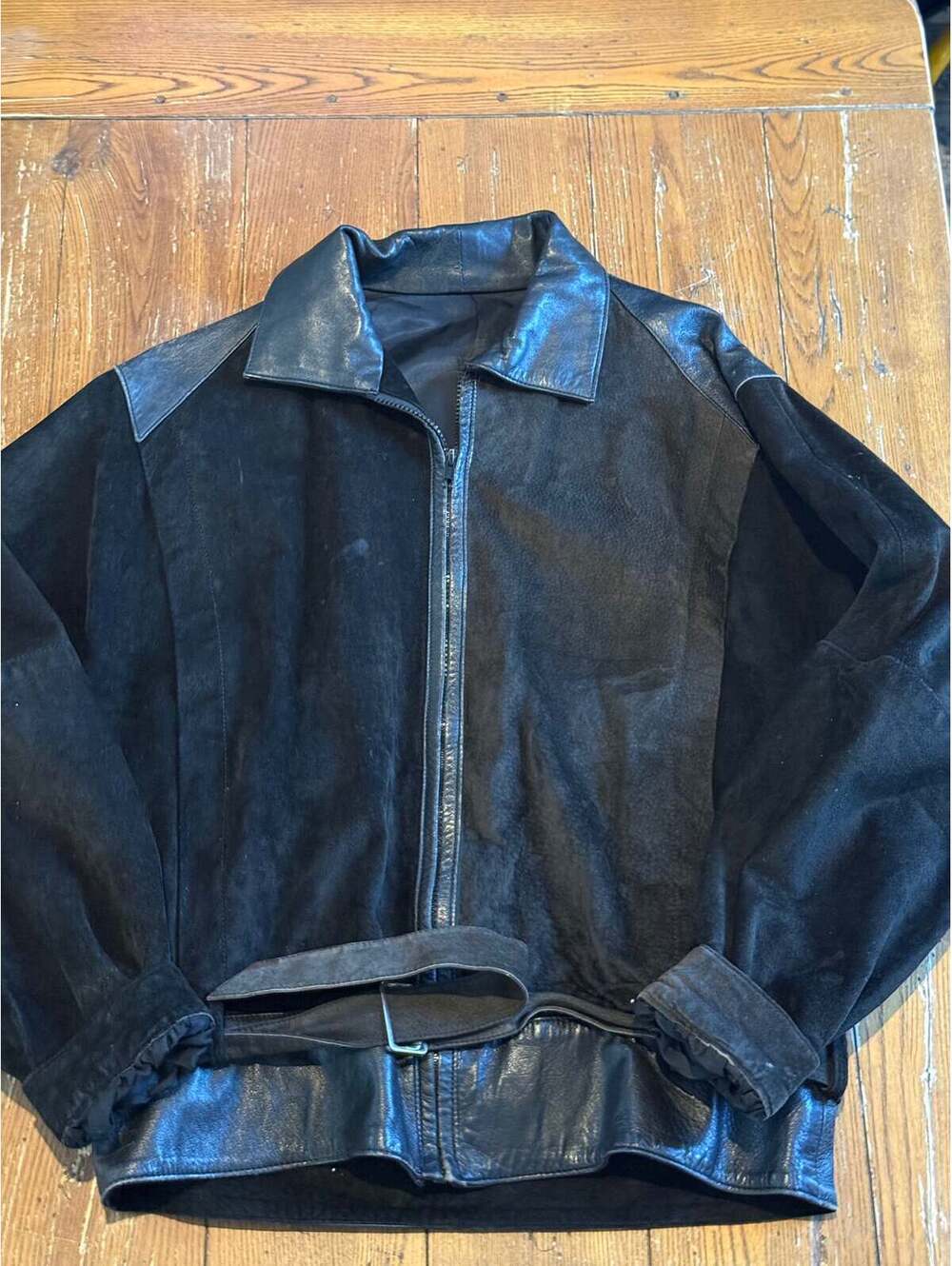 Vintage Filipano Leather Black Suede & LeatheJacket Made in Italy Size 46